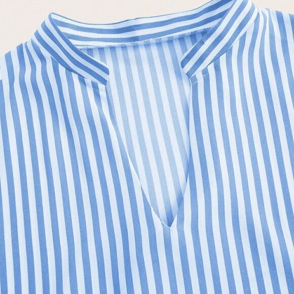 Blue Casual Women's Striped Printed Daily Dress - Picture 4 of 5